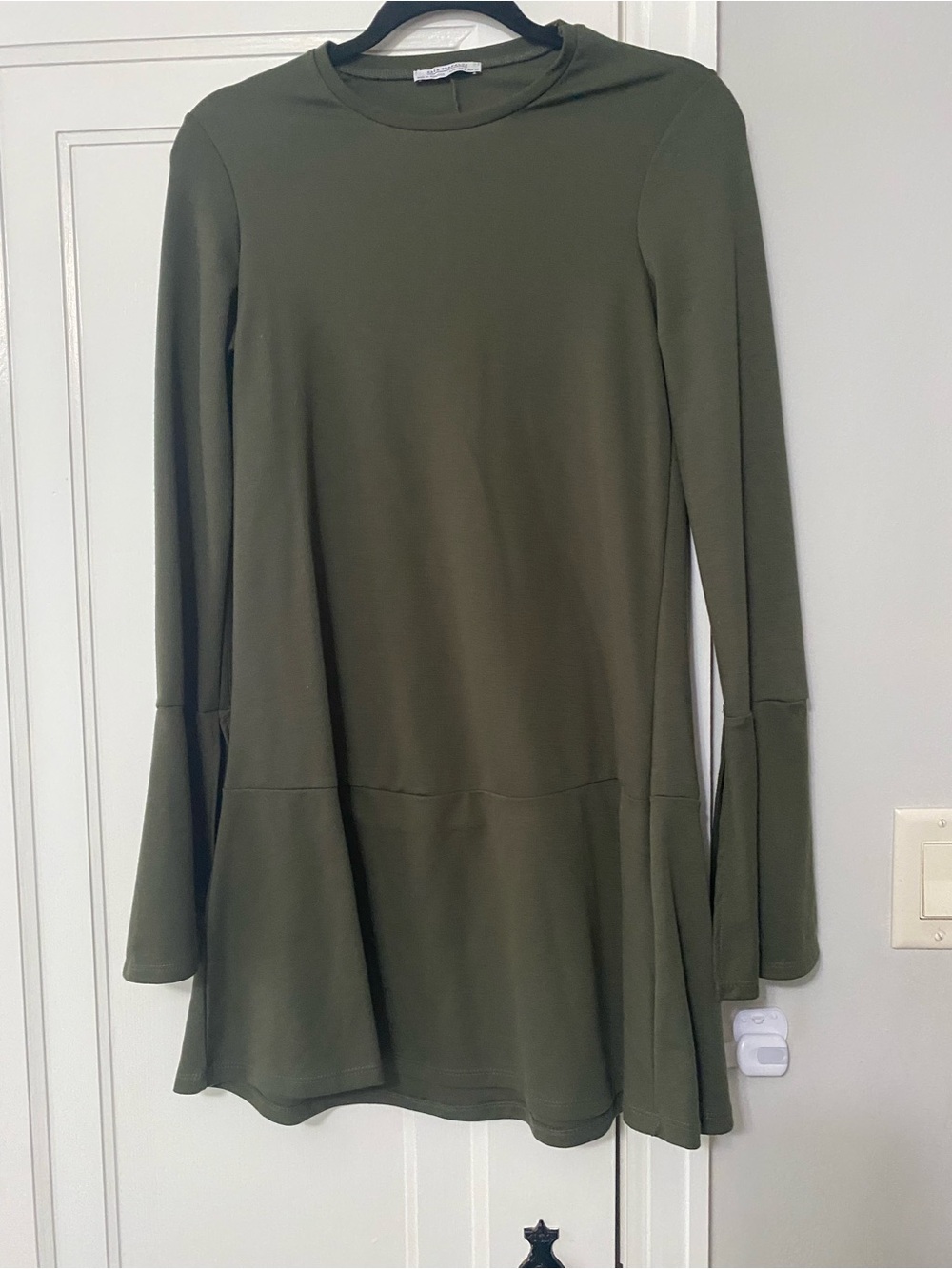 Zara Olive Green Long Sleeve A-Line Dress